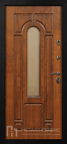 Дверь со стеклом и ковкой МДФ ПВХ №7