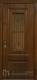 Дверь со стеклом и ковкой МДФ ПВХ №9